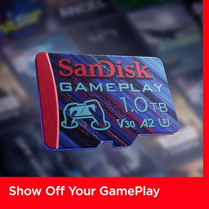 SANDISK 1TB Gameplay microSD Memory Card for Mobile Gaming - Up to 190MB/s for Handheld Console Gaming - SDSQXAV-1T00-GN6XN