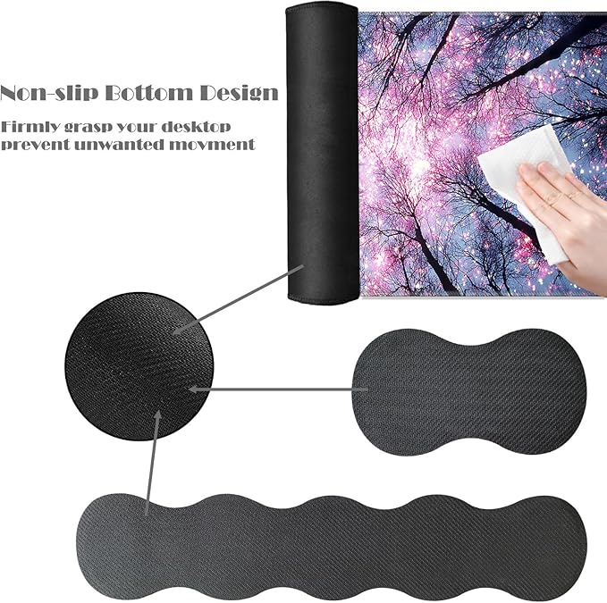 Ergonomic Keyboard Wrist Rest &amp Mouse Pad Wrist Rest SetXL Gaming Desk Mat 31.5x 11.8Non-Slip BaseMemory FoamEasy Typing Pain Relief for Office &amp HomeStarry Night Tree Branches