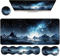Ergonomic Keyboard Wrist Rest &amp Mouse Pad Wrist Rest SetXL Gaming Desk Mat 31.5x 11.8Non-Slip BaseMemory FoamEasy Typing Pain Relief for Office &amp HomeMountain Lake Galaxy