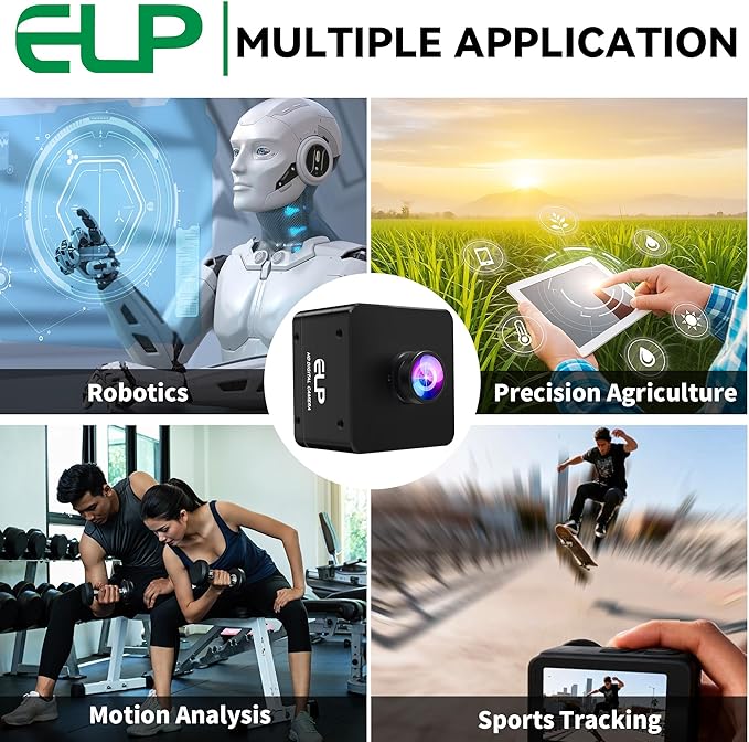 ELP High Speed USB Camera 1080P/230fps 4K/60fps 12MP/30fps Mini UVC USB3.0/2.0 Lightburn Cameras for Windows Linux Mac Pi Wide Angle 88°(H) IMX577 Webcam for PC Jetson Nano