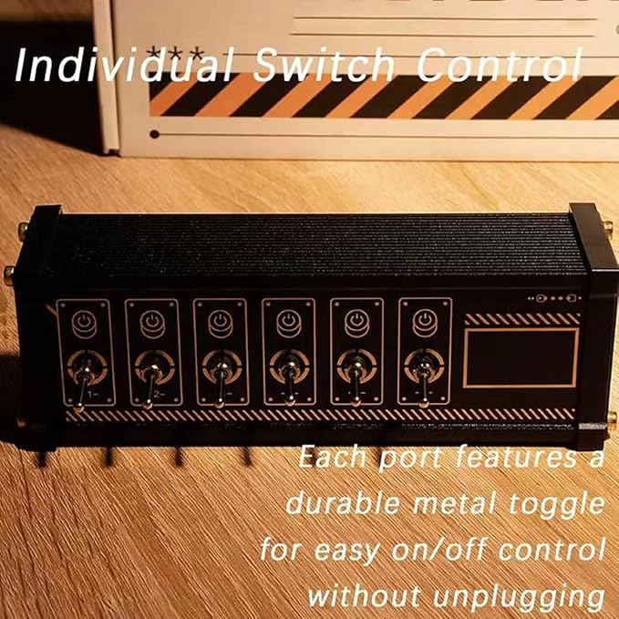 COYEUX 6 Port USB Switcher USB Docking Station Independent Control Button Switch Retro Gold Plating Table Setting Share USB Devices Ideal Gift for Boyfriend