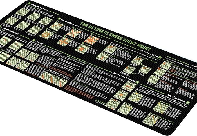 The Ultimate Chess Cheat Sheet Mouse Mat Moves and Strategies for Mastering The Game Gift for Chess Enthusiasts Essential Computer Accessories for Study Work and Reference Purposes QDH