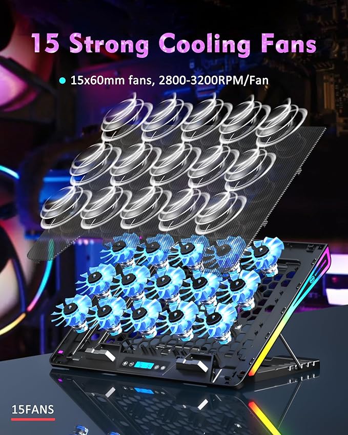 AICHESON RGB Lights AA2 Laptop Cooler and 003 Blue Laptop Cooling Pad Set