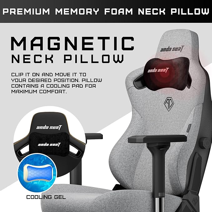 Anda Seat Kaiser 3 XL Gaming Chairs for Adults - Ergonomic Gray Fabric Gaming Chair with Lumbar Support Comfortable Office Seat with Neck Support - Heavy Duty Wide Gamer Seat