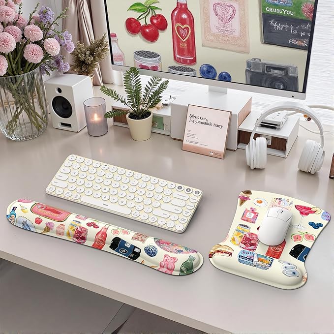 iCasso Ergonomic Mouse Pad Keyboard Wrist Rest Memory Foam Mousepad with Wrist Support XXL Desk Mat Desk Pad
