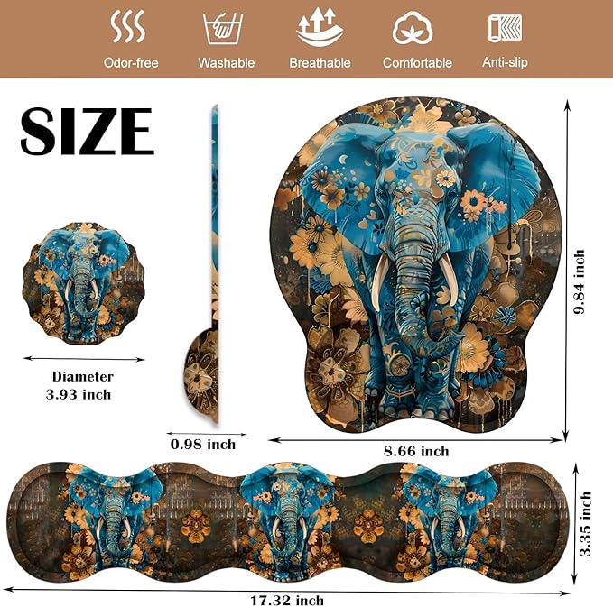 Keyboard Wrist Rest and Mouse Pad Wrist Support with Lace-Shaped Coaster Set Ergonomic Gel Memory Foam and Anti-Slip Base Easy Typing and Pain Relief - Blue Spotted Weevil