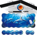 Large Gaming Mouse Pad Keyboard Wrist Rest Pad &amp Wrist Support Mousepad Set Stitched Edge Extended Non-Slip Base Memory Foam Desk Mat for Office HomeDolphins Swimming in The Ocean