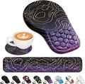 EYROZILL 3 in 1 Ergonomic Mouse Pad and Keyboard Wrist Rest Pad for Mouse and Keyboard Massage Design Non-Slip Mousepad Set with Wrist Rest for Desk (Purple)