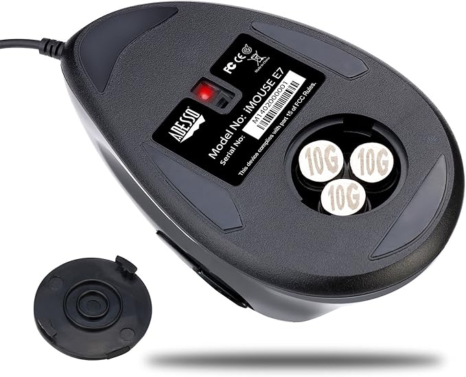 Adesso Imouse E7 - Ergonomic Mouse for Left Hand with Cable Programmable Functions and Adjustable Weight Black
