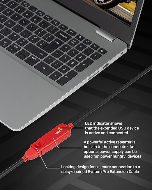 LINDY 8 Meter USB 2.0 Active Extension Cable Pro (42780)