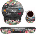 Keyboard Wrist Rest and Mouse Pad Wrist Support Set with Coasters Ergonomic Gaming Mousepad Non-Slip PU Base for Home Office Working Studying Easy Typing &amp Pain Relief Floral Quote Live Laugh Lo