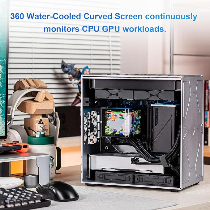 Portable Water Cooling Curved Screen Monitor 6.5 inch 2K 2560×1440 IPS with Magnic Stand External Computer Laptop OLED Monitor for PC Laptop Desktop (Black)