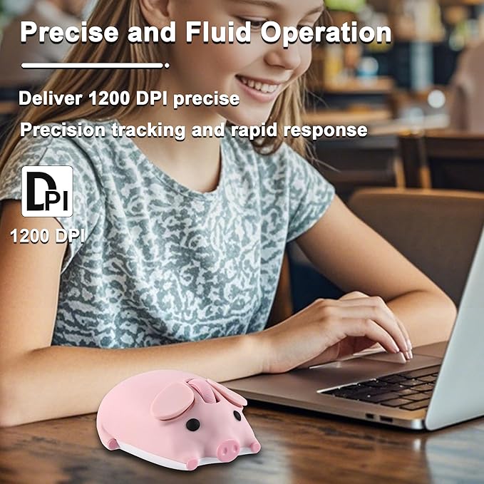 Wireless Bluetooth Mouse Cute Animal Pig Shape 2.4G &amp Bluetooth Dual Mode Computer Mice with USB Receiver Portable Compact 1200DPI Optical Cordless Mouse for Laptop iPad PC Chromebook Kids Gift (P