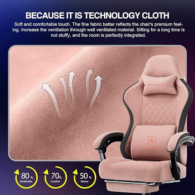GTPLAYER Gaming Chair Computer Office Chair with Pocket Spring Cushion Linkage Armrests and Footrest High Back Ergonomic Computer Chair with Lumbar Support Task Chair with Footrest