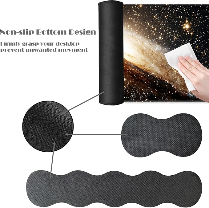 Ergonomic Keyboard Wrist Rest &amp Mouse Pad Wrist Rest SetXL Gaming Desk Mat 31.5x 11.8Non-Slip BaseMemory FoamEasy Typing Pain Relief for Office &amp HomeGalaxy in Deep Space