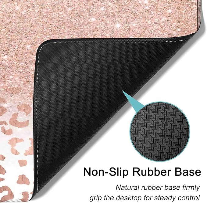 JVGFYNKL Pink Large Mouse Pad Extended Office Desk Pad 31.5x11.8in Ergonomic Memory Foam Mouse Wrist Rest Support for Home Office Computer Writing Pad Pink Leopard XXL Gaming Mouse Mat