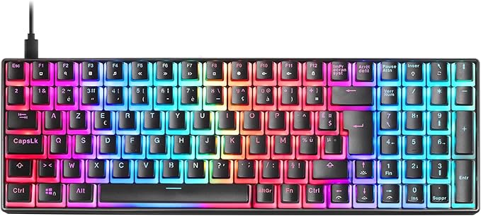 MARSGAMING MKULTRABFR Mechanical Keyboard Black RGB Compact 96% Switch Outemu SQ Blue French Language