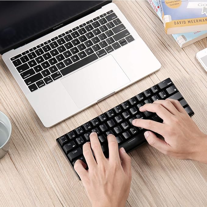 RK ROYAL KLUDGE RK61 Wireless 60% Triple Mode BT5.0/2.4G/USB-C Mechanical Keyboard 61 Keys Wireless Mechanical Keyboard Compact Gaming Keyboard with Software (Hot Swappable Blue Switch Black)