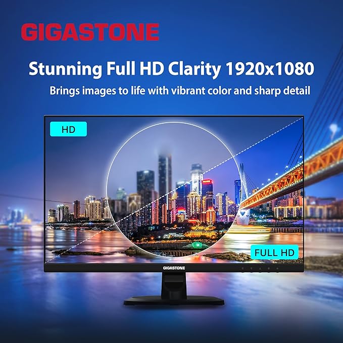 Gigastone 24 inch IPS LED Back Light Monitor 2-Pack 75Hz FHD 1920 x 1080 178° Wide View Frameless Dual Monitor 5ms Built-in Speakers Eye Care Technology Ergonomic Tilt VESA Mount HDMI VGA