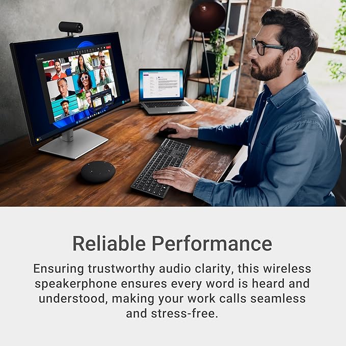 Dell Pro Plus Wireless Speakerphone - SL525 - USB-C Zoom/Microsoft Teams Certified Wired/Wireless Bluetooth 5.3 Omni-Directional AI-Based Noise Cancellation