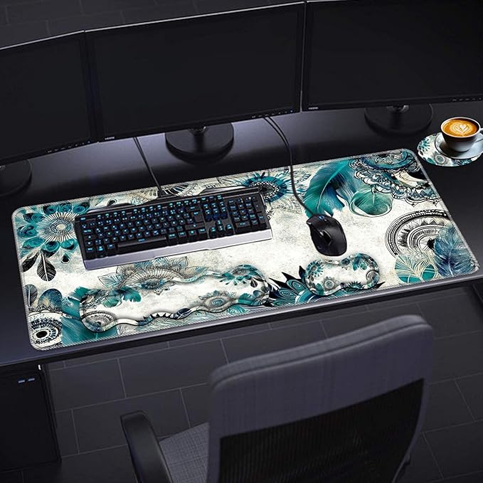 Keyboard Wrist Rest SetMemory Foam Wrist Support Mouse Pad31.5x11.8 Desk Mat for Comfortable Typing &amp Pain ReliefNon-Slip Base for Office &amp Home Use - Abstract Flower