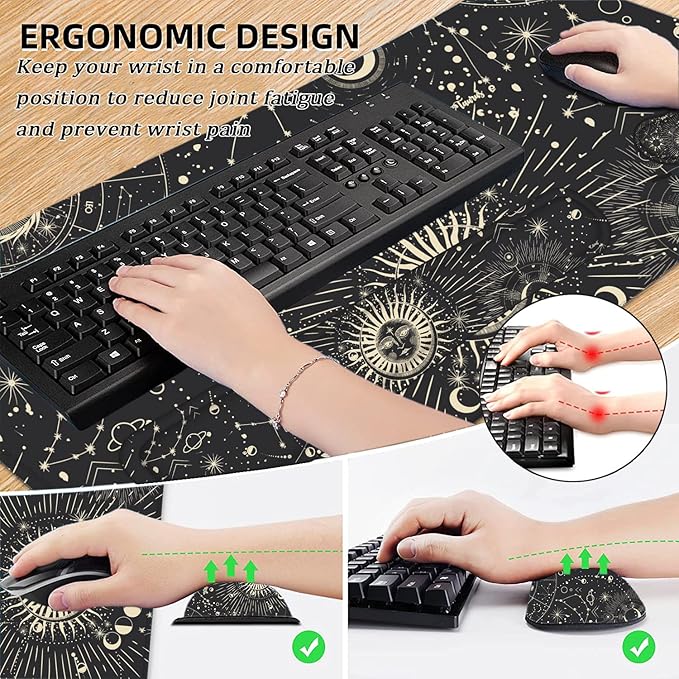 LATEEFAH Desk Mat Mouse Pad with Wrist Rest 4-in-1 Large Mouse Pads for Desk Ergonomic Mouse Pad and Keyboard Wrist Rest Gaming Keyboard Mat for Office Home