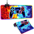 XL Led Gaming Mouse Pad with 14 Light Modes - Light Up Gamer Mouse Pad31.5 x 11.8in Non-Slip Gamepad Style RGB Large Gamer MousepadBlack Long Glowing Gaming Accessories for DeskWaterproof