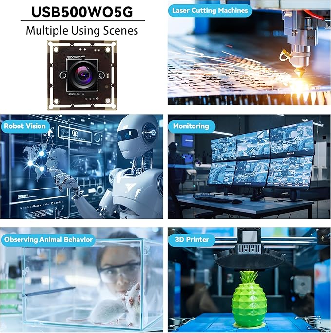 5MP USB Camera Module 3.6mm Fixed Lens 1944P MI5100 Embedded Webcam Plug and Play UVC Lightburn Camera for 3D Printers Industrial Automation