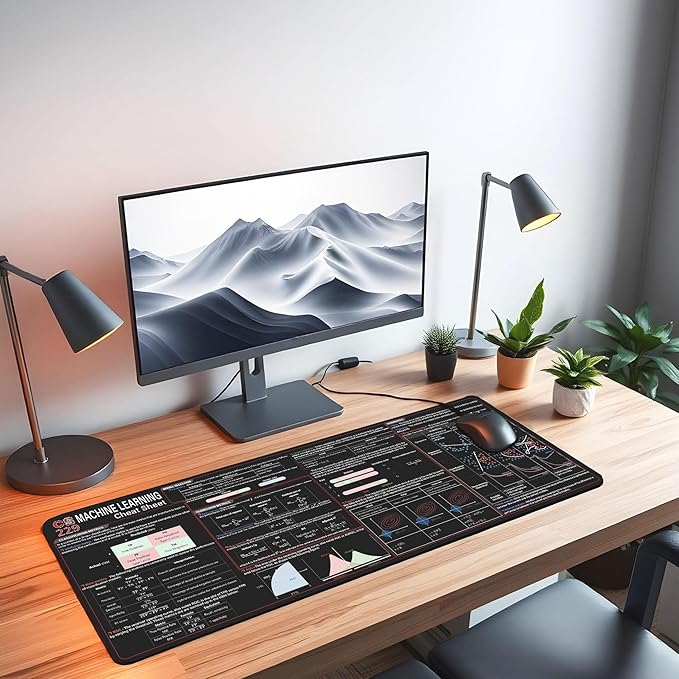 CS229 Machine Cheat Sheet Mouse Mat KMH Mouse Pad Data Scientists Engineers Large Desk Mat CS229 Quick Reference Mousepad Essential Computer Accessories for Study Work and Reference Purposes