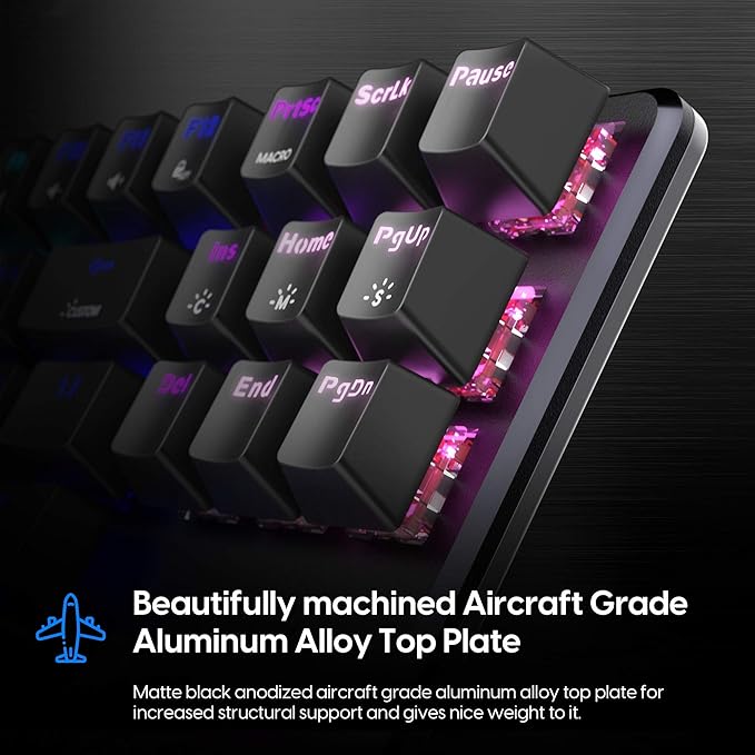 Pulsar Gaming Gears - PK003 Lunar Alloy TKL Mechanical Gaming Keyboard RGB LED Rainbow Backlit USB Wired Game Keyboards for Windows PC PS5 PS4 Xbox 87 Keys Outemu Switches FPS (Renewed)