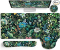 Floral Mouse Pad Large Desk Mat Set Green Ergonomic Mouse Pad with Wrist Rest Keyboard Wrist Support XXL Mousepad Cup Coaster Set Cute Green Office Desk Accessories Decor Supplies