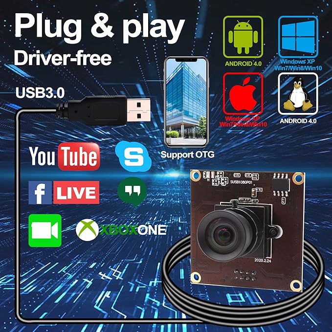 ELP USB3.0 Mini PC Camera - Low Light 1080P 50fps USB Security Camera for Computer &amp Laptop