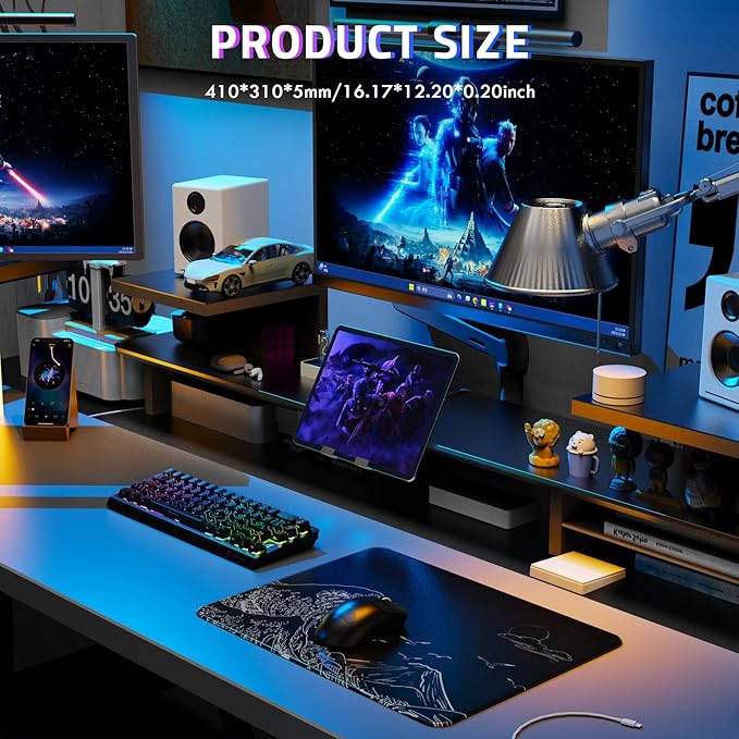 ATTACK SHARK CM05SE Glass Gaming Mouse Pad for FPS &amp Esports Nano-Etched Tempered Glass SurfaceUltra-Smooth Low Friction Hard MousepadWaterproof Large Desk Mouse Mat for PC SetupWhite Wave