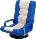 SUPER DEAL Floor Gaming Chair with Arms Floor Lazy Lounger Chair with Adjustable 5 Positions 360 Degree Swivel for Adults Teens Reading Relaxing Watching TV Blue and Beige