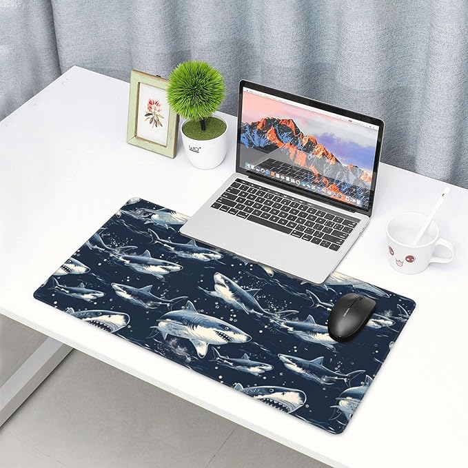 Shark Mouse Pad Non Slip Large Desk Keyboard Mat Gaming Protection Pad 16X29.5 Inch