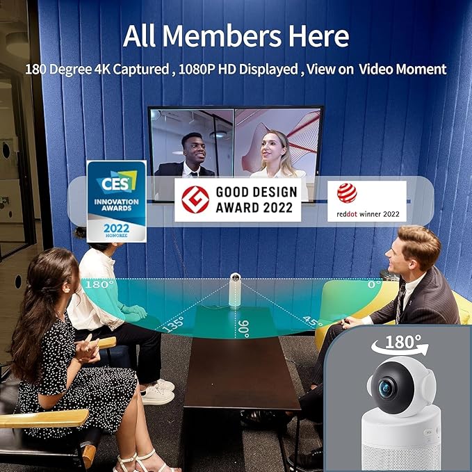 KanDao Meeting S - 1080P Video Conference Camera for PC/Mac/Desktop with Built-in Android System Face Recognition and Audio-Based Tracking Compatible with Teams Skype Zoom