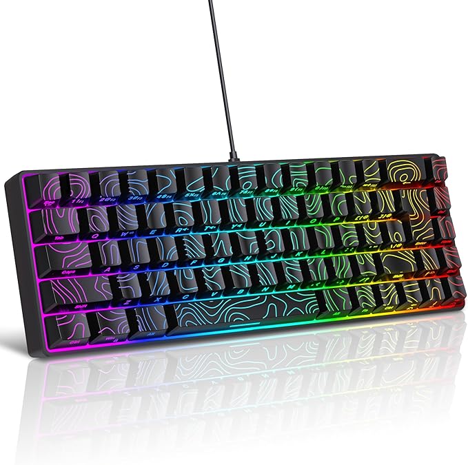 Snpurdiri 65% Wired Gaming Keyboard 68 Keys RGB Backlit Ultra-Compact Small Gaming Keyboard for PC/Mac Gamer Typist Travel Easy to Carry on Business Trip Black
