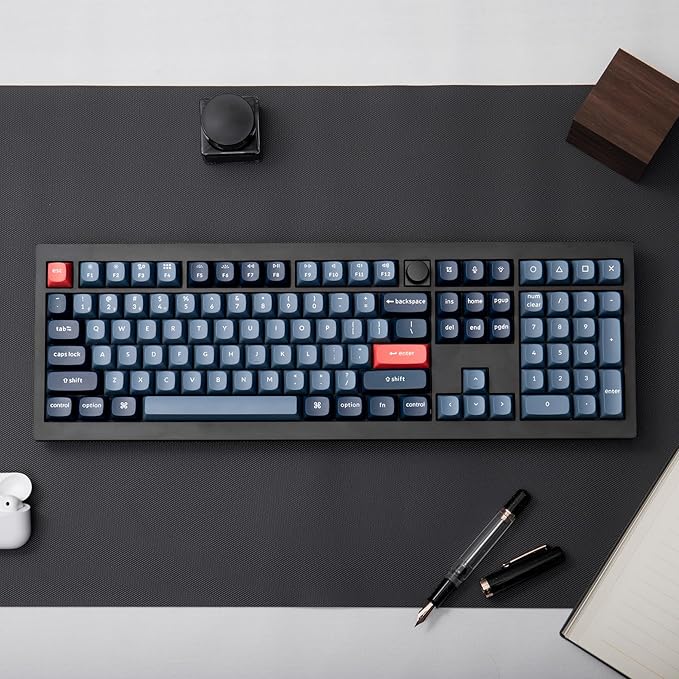 Keychron V6 Max Wireless Custom Mechanical Keyboard 2.4 GHz Bluetooth 5.1 QMK Full-Size Layout RGB with Hot-swappable Silent Red Switch Compatible with Mac Windows Linux