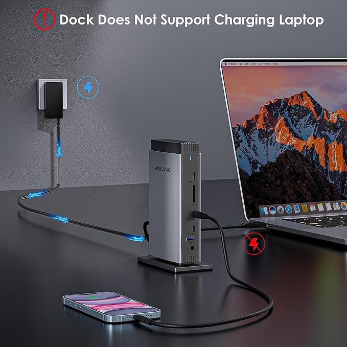 WAVLINK USB C DisplayLink Docking Station with 3 HDMI 4K60HzDisplaylink Triple Display Docking Station for MacBook M1/M2/M3/Windows5 USB Ports2DPEthernet PortAudio/MicSD/TF（No Charging Ports）