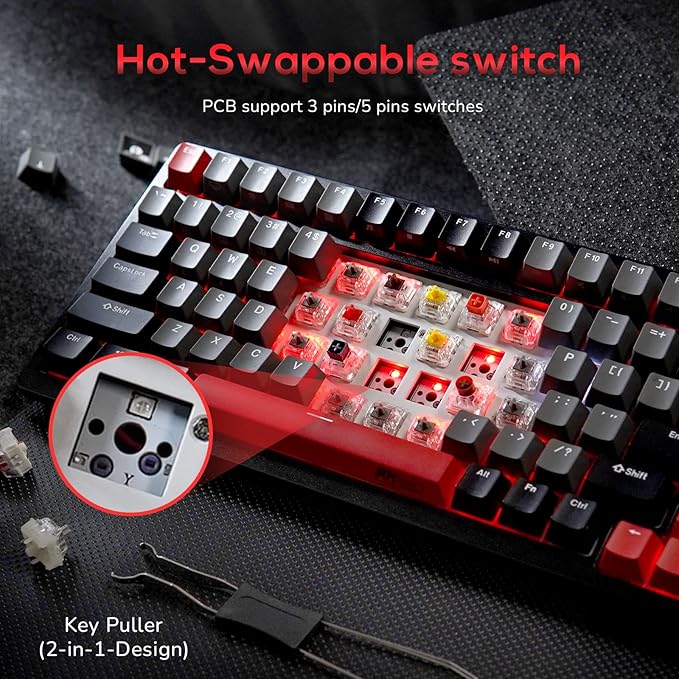 RK ROYAL KLUDGE RK98 Gaming Keyboard Wireless Mechanical Keyboard 100 Keys Tri-Mode BT5.1/2.4G/USB-C Full Size Hot Swappable Custom Keyboard with Numpad RGB Backlit Massive Battery Silver Switch