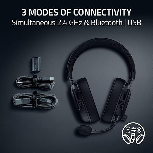 Razer BlackShark V3 Wireless Gaming Headset for PC: 50mm Drivers - Super Wideband Mic - 2.4 GHz Bluetooth USB - Works with Mac PS5 Nintendo Switch Smartphone - 70 Hr Battery - Black