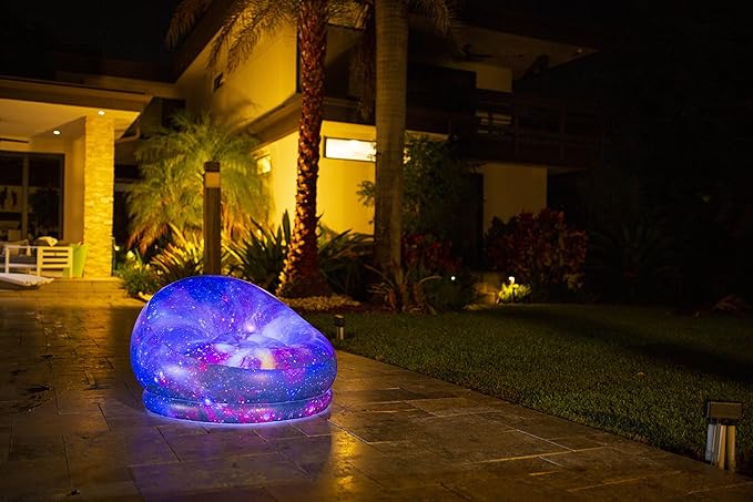 Air Candy Galaxy LED Illuminated Inflatable Chair – Light-Up Gaming Lounge Seat with Multicolor LEDs Waterproof PVC Portable Indoor Outdoor Seating