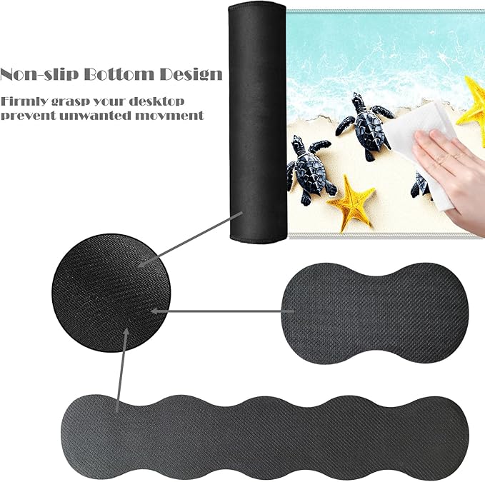Ergonomic Keyboard Wrist Rest &amp Mouse Pad Wrist Rest SetXL Gaming Desk Mat 31.5x 11.8Non-Slip BaseMemory FoamEasy Typing Pain Relief for Office &amp HomeBaby Sea Turtles and Starfish