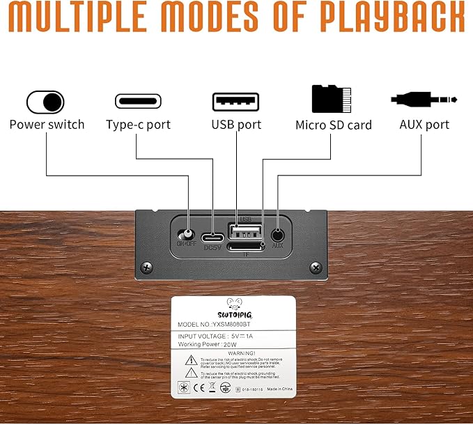 Retro Computer Speakers - Wooden Sound Bar with Bluetooth 5.3 &amp USB Connectivity | Universal Compatibility for PC Desktop Laptop Monitor Tablet &amp Smartphone