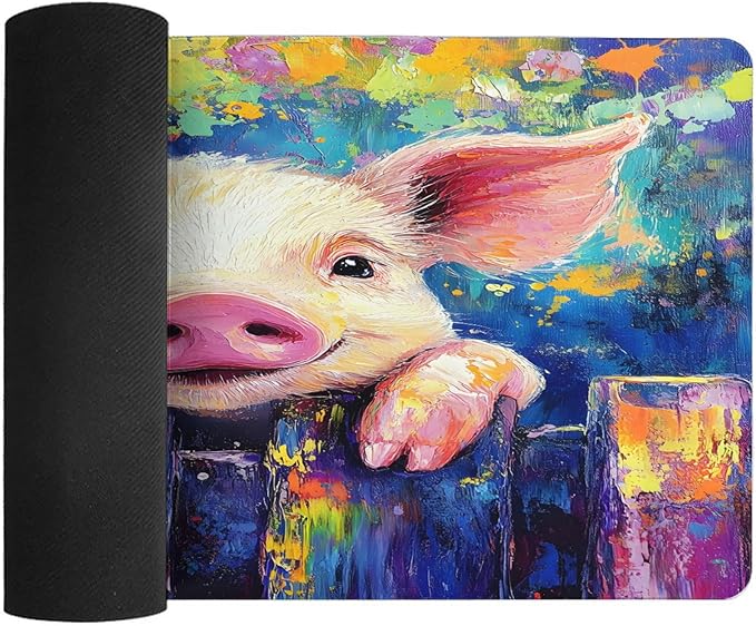 XXL Gaming Mouse Pad Animal Cute Pig XXL Gaming Mouse Pad Large Desk Mat Protector for Desktop Anti-Slip Rubber Extended Computer Keyboard Mat Writing Pad for Work Office 15.7 * 35.4 inB-391