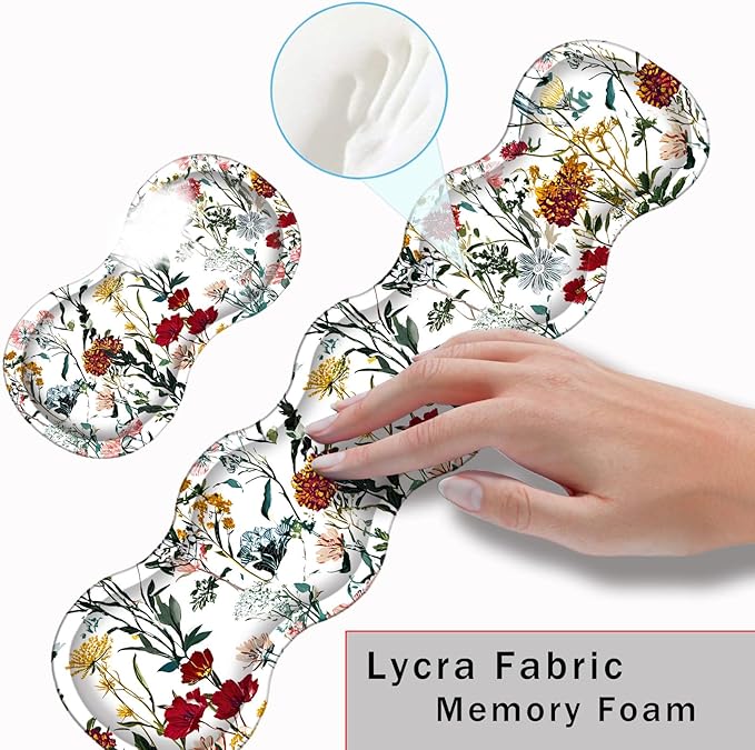 Keyboard Wrist Rest and Mouse Pad with Wrist Support Set Ergonomic CoasterMemory FoamEasy Typing Pain ReliefLarge XL Desk Mat 31.5x 11.8Beautiful Floral