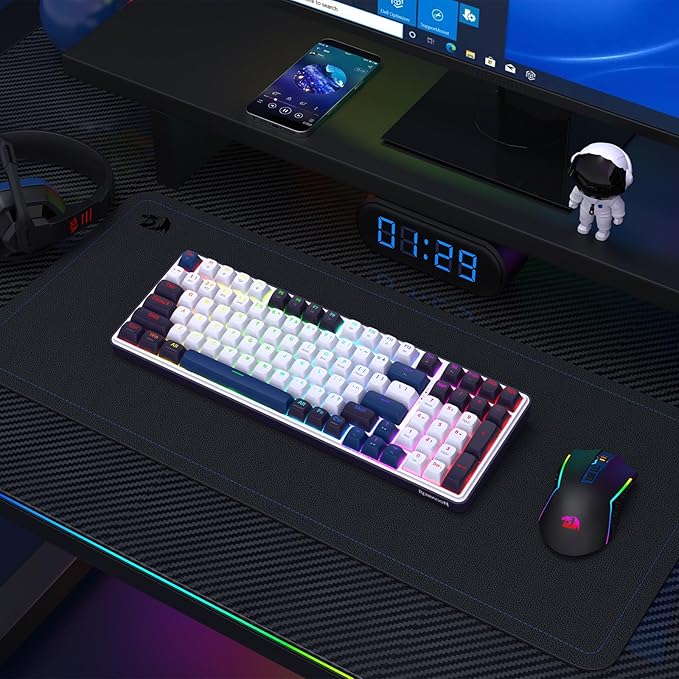 Redragon K744 PRO 99 Keys Wireless Gasket RGB Gaming Keyboard 3-Mode Mechanical Keyboard w/Hot-Swap Socket Round PBT Keycaps &amp 5-Layer Noise Dampening Custom Linear Switch