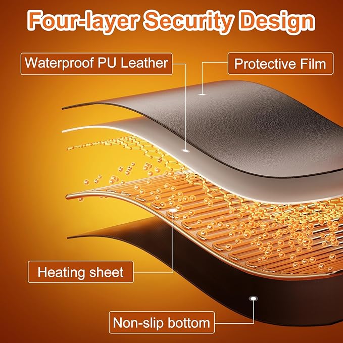 Heated Mouse Pad Warm Desk PadHeated Large Desk Mat with 3 Levels HeatingGaming Mouse Pad Foot Warmer Pad for Home Office(Upgrade VersionBlack31.5 x 13)