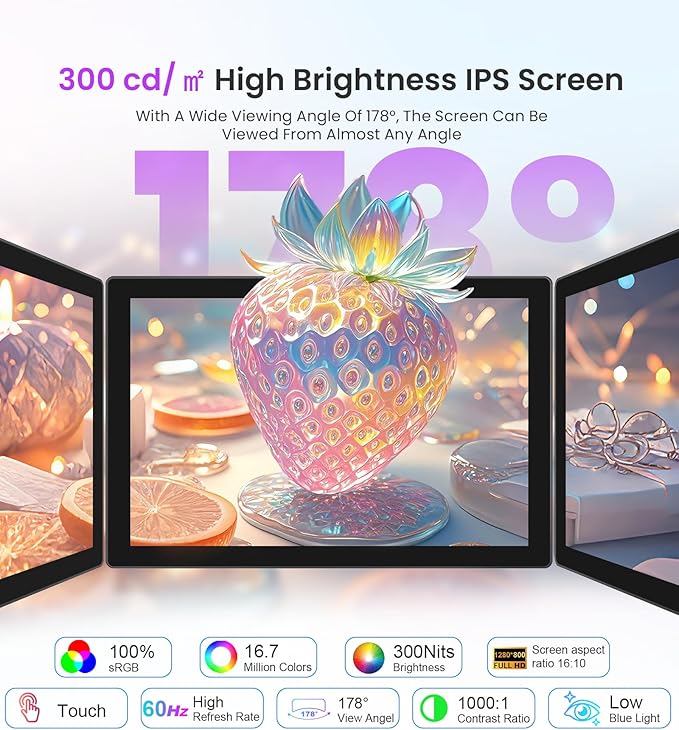 10.1 Inch Touchscreen Monitor Compatible with Raspberry Pi Built-in Enclosure 1280x800 IPS Portable HDMI Touch Screen Display for Raspberry Pi 5/4B/3B+/3B/B+ Jetson Nano Win11/10/8/7