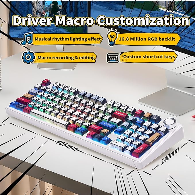 x Aula F99 Pro Mechanical Keyboard Wireless Gaming Keyboards RGB Backlit Hot Swappable Custom Creamy Bluetooth Computer Keyboard Tri-Mode BT5.0/2.4GHz/USB-C Pre-lubed Switches PBT Keycaps